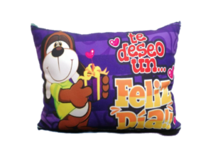 Cojín "Feliz Día" – Diseño de Perrito con Regalo